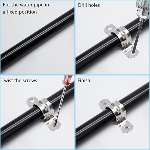 Miniatura 5 de 5 correas de tubo rígido M100, 4 pulgadas de acero inoxidable con 2 agujeros para cable U abrazadera de tubo para fijación de tuberías o cables,