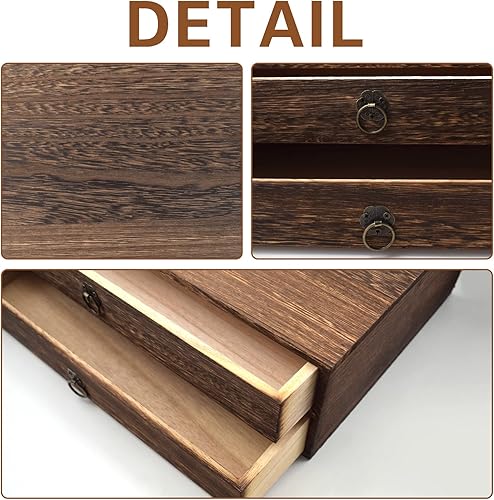 Miniatura 5 de Organizador de escritorio de madera con 2 cajones, gabinete de almacenamiento de escritorio de madera, gabinete de archivos A4, caja de