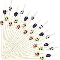 Vista 8 de Boao 200 palillos de calavera, palillos de dientes de calavera, palillos de frutas, palillos de dientes, sándwich, aperitivo, brochetas de bambú