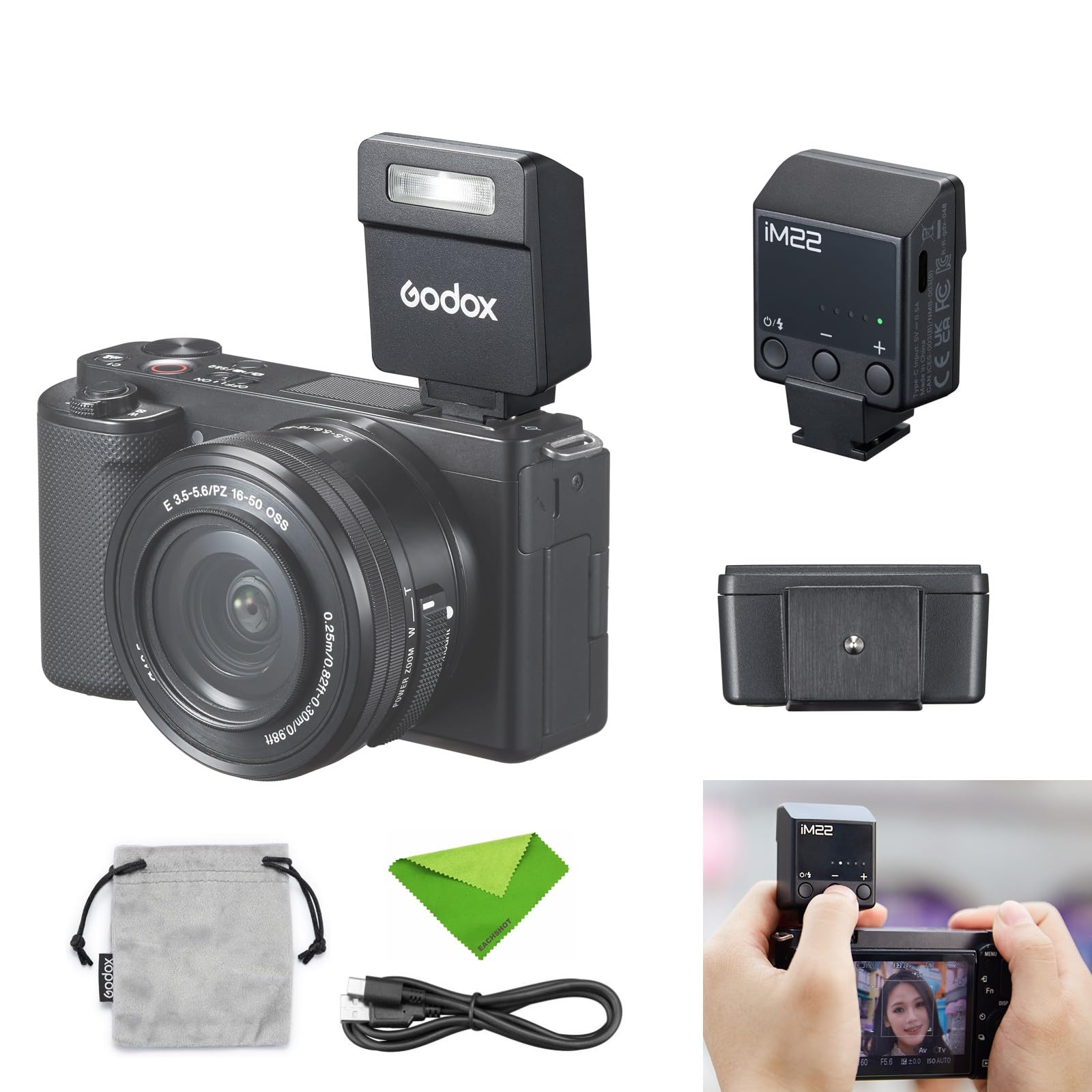 Amazon | Godox iM22 ミニフラッシュスピードライト Canon、Sony、Fuji