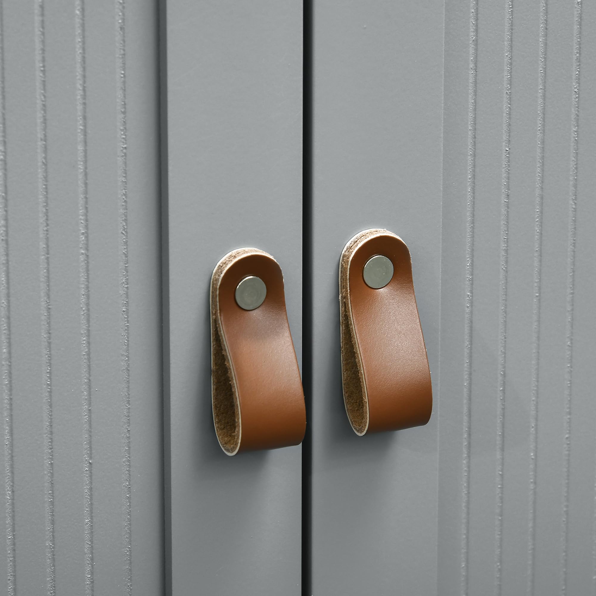 kleankin Meuble Bas de Salle de Bain Multi-Rangements, Gris et Naturel | Grande Niche, Placard Double Porte, Étagère Réglable en Hauteur