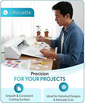Silhouette Cameo Cutting Mat - Standard Adhesive Tack, 12 x 12 - Ideal for Cardstock, Chipboard & Specialty Materials - Compatible with Silhouette Cameo Electronic Cutting Tool - White
