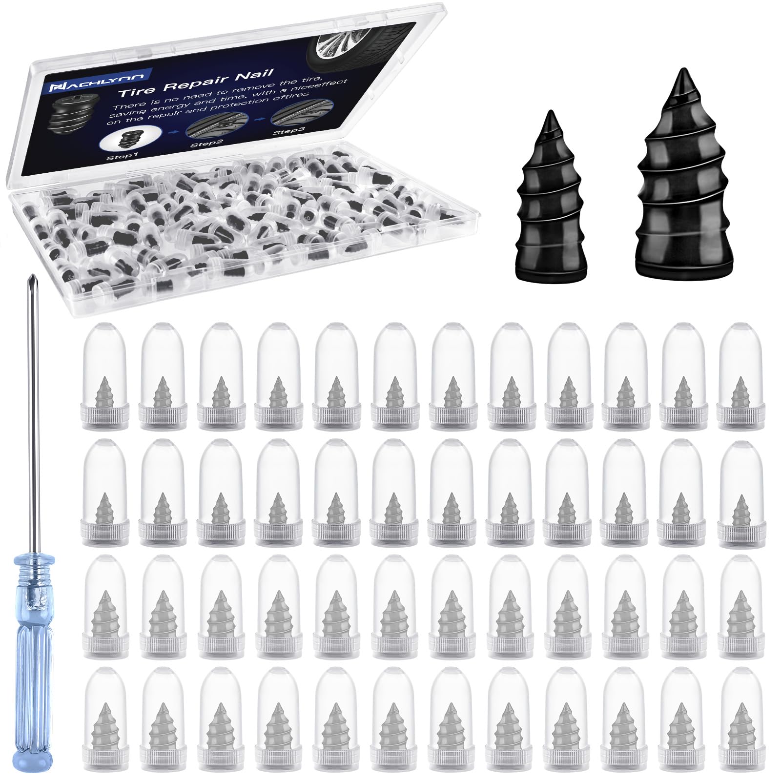 NACHLYNN 50 Pcs Tire Repair Nails Self-Tapping Screw Rubber Screw Fast Tool Self-Service Tire Repair Nai for Car Motorcycle Truck