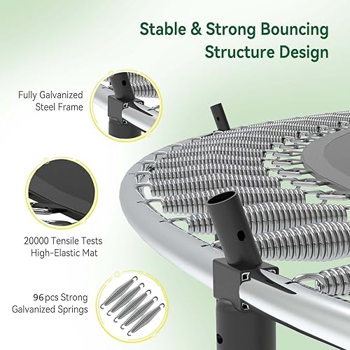 Miniatura 5 de Tatub Trampolín de 16 pies, 15 pies, 14 pies, 12 pies para niños y adultos, trampolines de calabaza con aro de baloncesto y red de recinto y juego