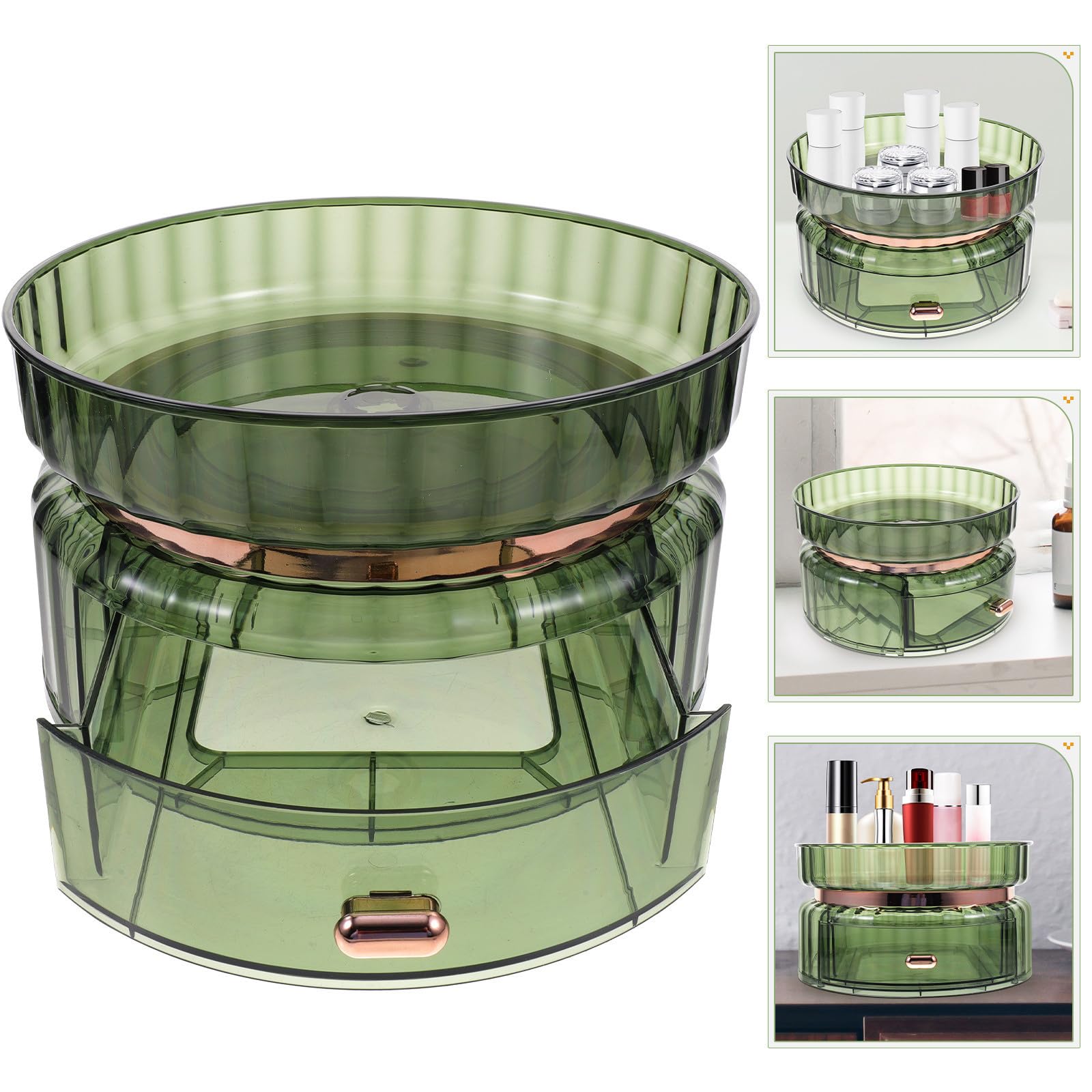 Drehbarer Make Up Organizer aus Pet für Arbeitsfläche und Schminktisch