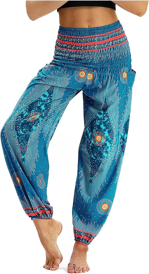 Women Printed Lantern Pant,High Waist Elastic Waist Loose