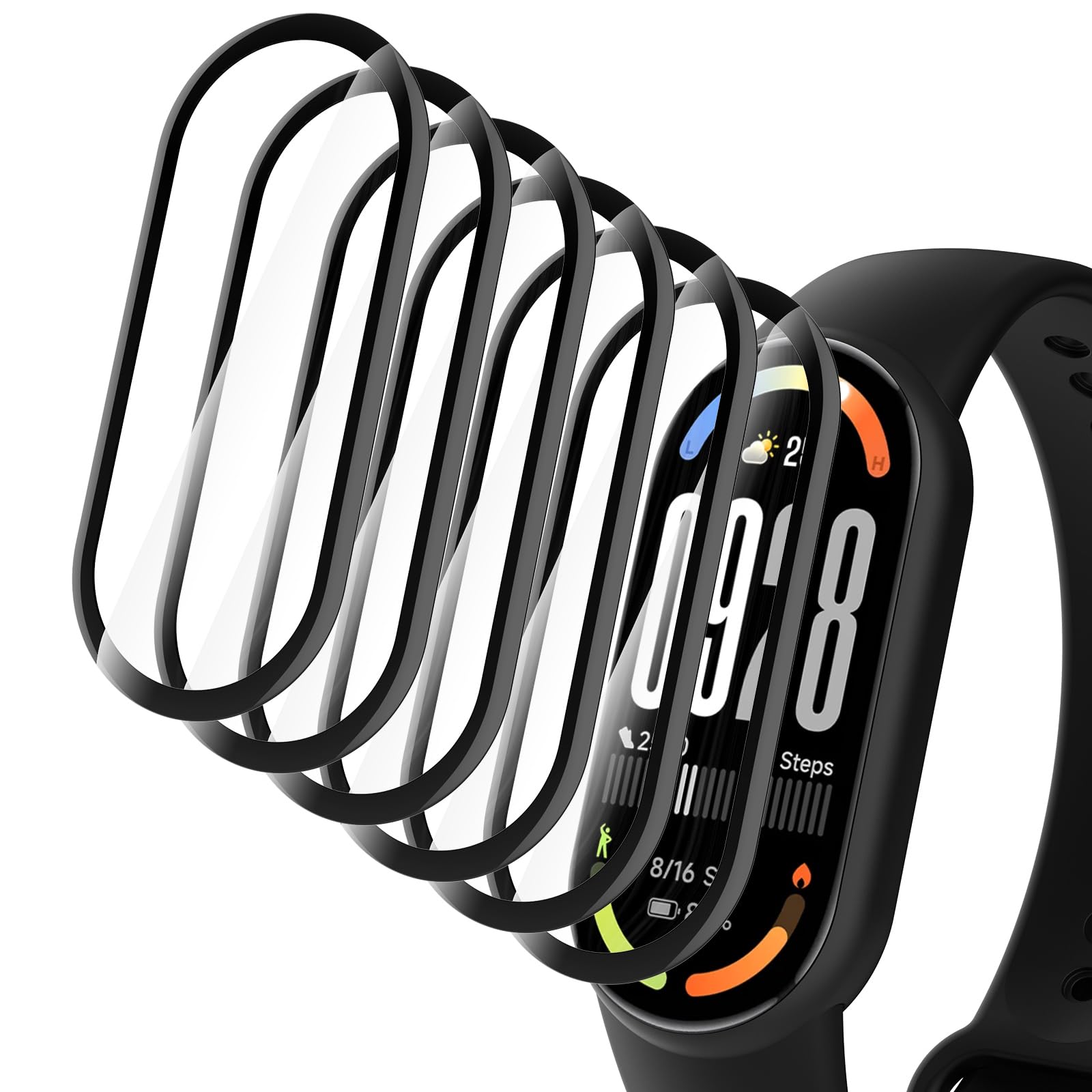 Hianjoo 6 sztuk folii ochronnej, kompatybilna z Xiaomi Smart Band 10, twardość 9H, odporna na olej/odporna na zarysowania, folia ochronna na wyświetlacz kompatybilna z Xiaomi Smart Band 10