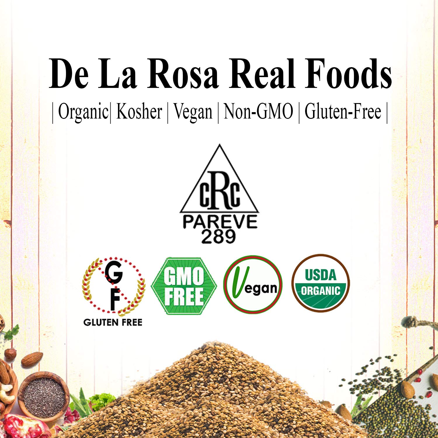 De La Rosa Organic Sesame Oil, Cold Pressed & Unrefined, Vegan, Kosher, Non-GMO & Gluten Free, Great for Salad Dressings, Marinades & More | 1 Gallon (Pack of 1)