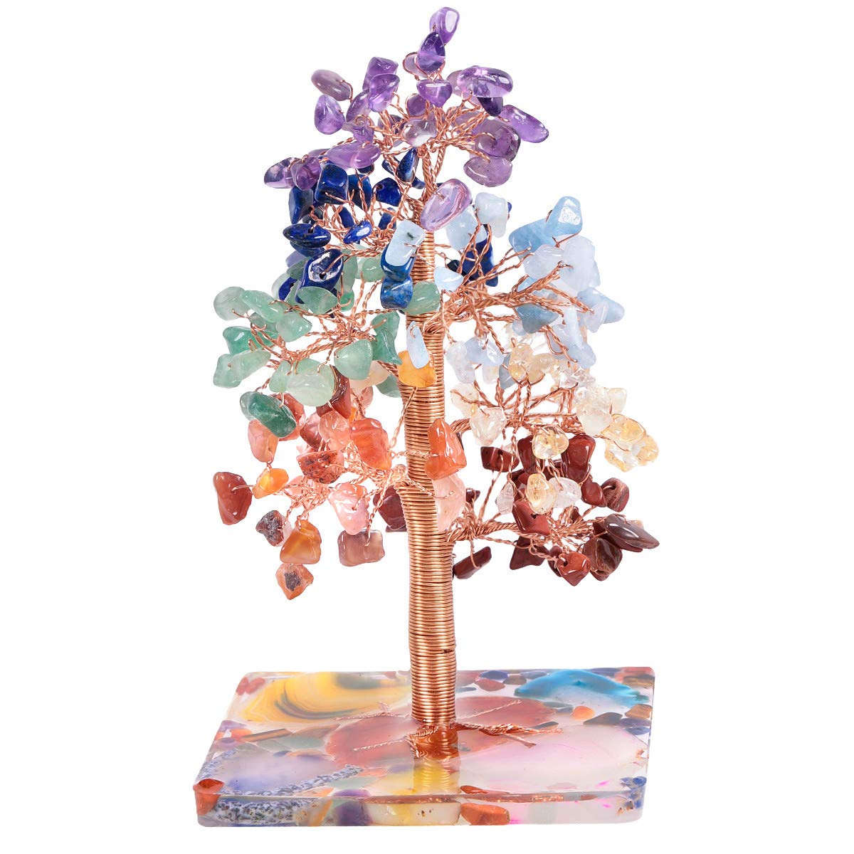 Mookaitedecor Natural 7 Chakra Crystal Tree With Agate Base