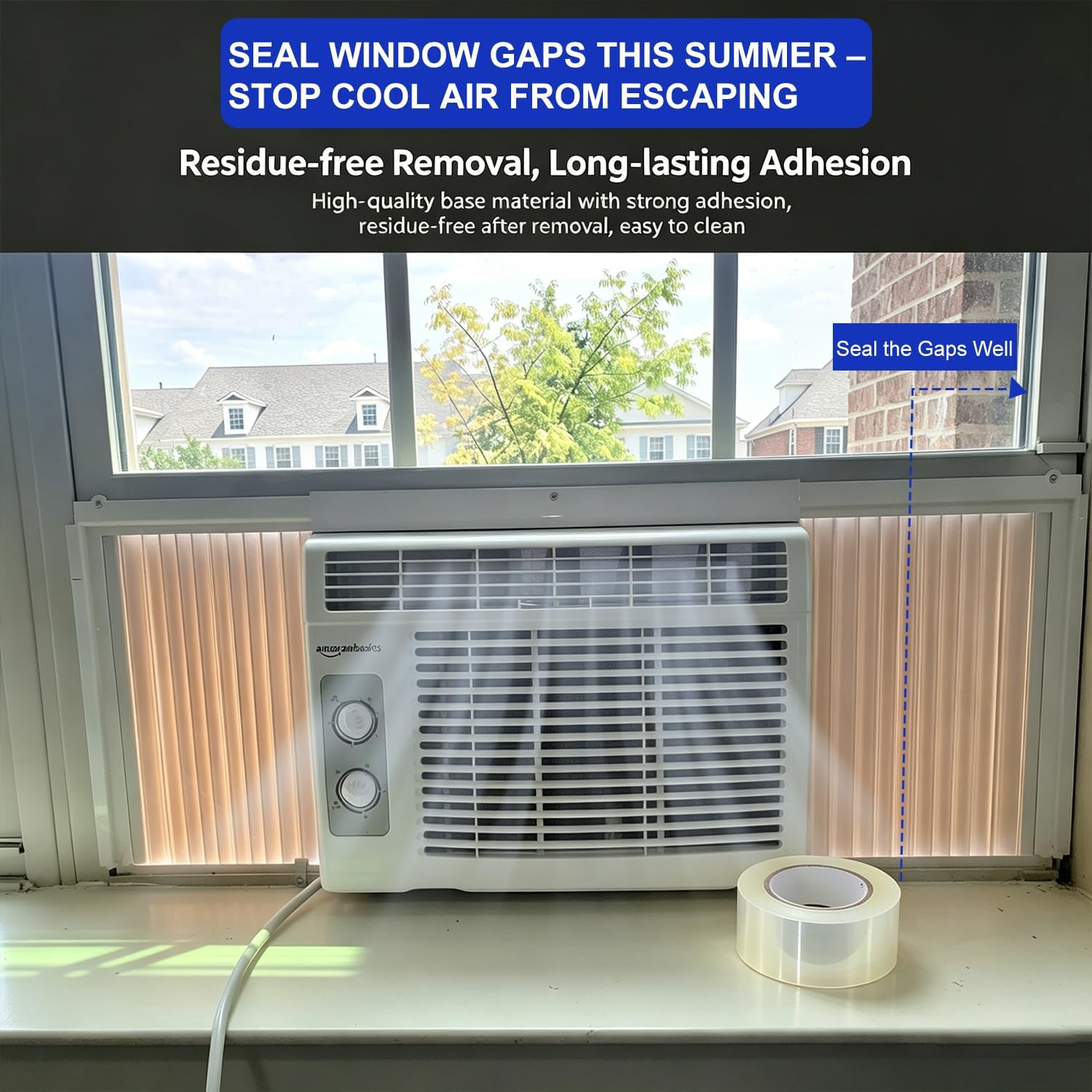 Window Sealing Tape 2 Inch x 33 Ft Transparent Window Insulation Waterproof Nano Draft Isolation Tape Clear Weather Stripping Caulk Tape for Window and Bathroom Shower Glass Side Gaps image 5