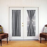 Vista 1 de Buffalo Check - Panel de puerta francesa con alzapaños ajustables, 25 pulgadas de ancho x 40 pulgadas de largo, negro/blanco