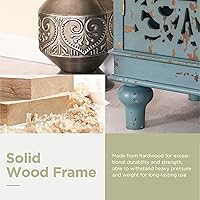 Vista 7 de MFSTUDIO Accent - Armario de almacenamiento de madera con 3 puertas, aparador de bufé grande de granja, armario de almacenamiento decorativo tallado