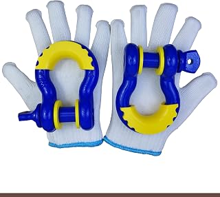 Pack of 2 Blue Powder Coated 3/4 D Ring Shackles with Gloves Bundle with Yellow Shackle Isolator To Protect Your Tow Shackles and Bumper Reduce Rattling