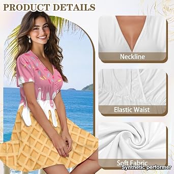 Womens Summer Dresses 2026 Loose V Neck Short Sleeve Sundresses S-2XL