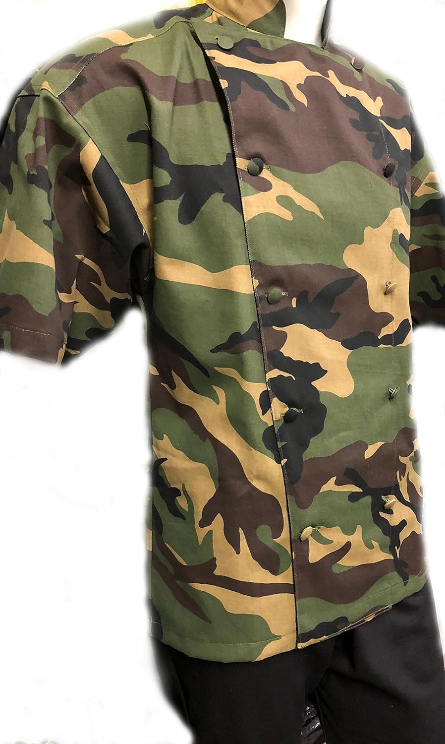 CHEFSKIN Woodland Camo Camouflage Chef Jacket Coat + Beanie Hat Adult Teen