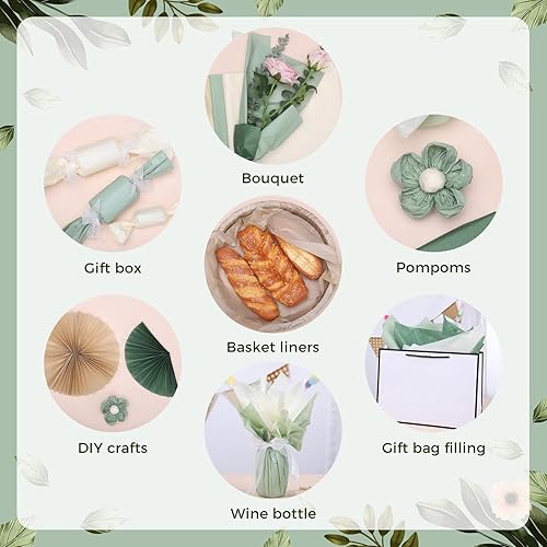 Miniatura 4 de 120 hojas de papel de seda verde para bolsas de regalo, papel de seda de regalo verde dorado surtido a granel para manualidades, embalaje, regalos,