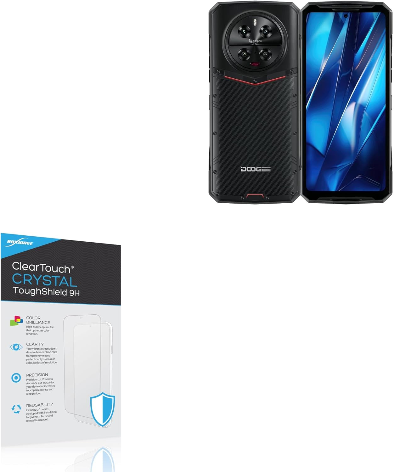 BoxWave Screen Protector Compatible with Doogee DK10 - ClearTouch Crystal ToughShield 9H (2-Pack), Clear 9H Tough Flexible Film Screen Protector