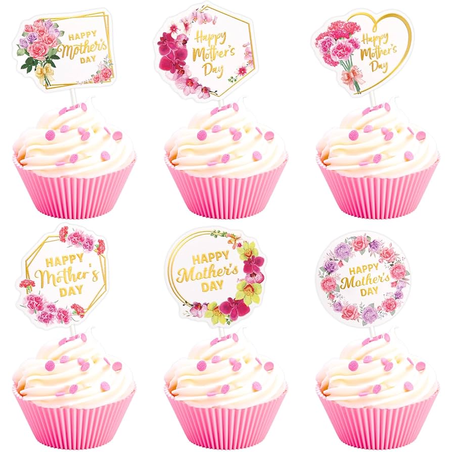Amazon.com: Worldbazaar Happy Mothers Day CupCake Toppers 24PCS Best Mom Ever Floral Cake Topper Mother's Day Cake Decorations Mother Birthday Party Decorations Supplies : Toys & Games for Free Printable Happy Mothers Day Cupcake Toppers