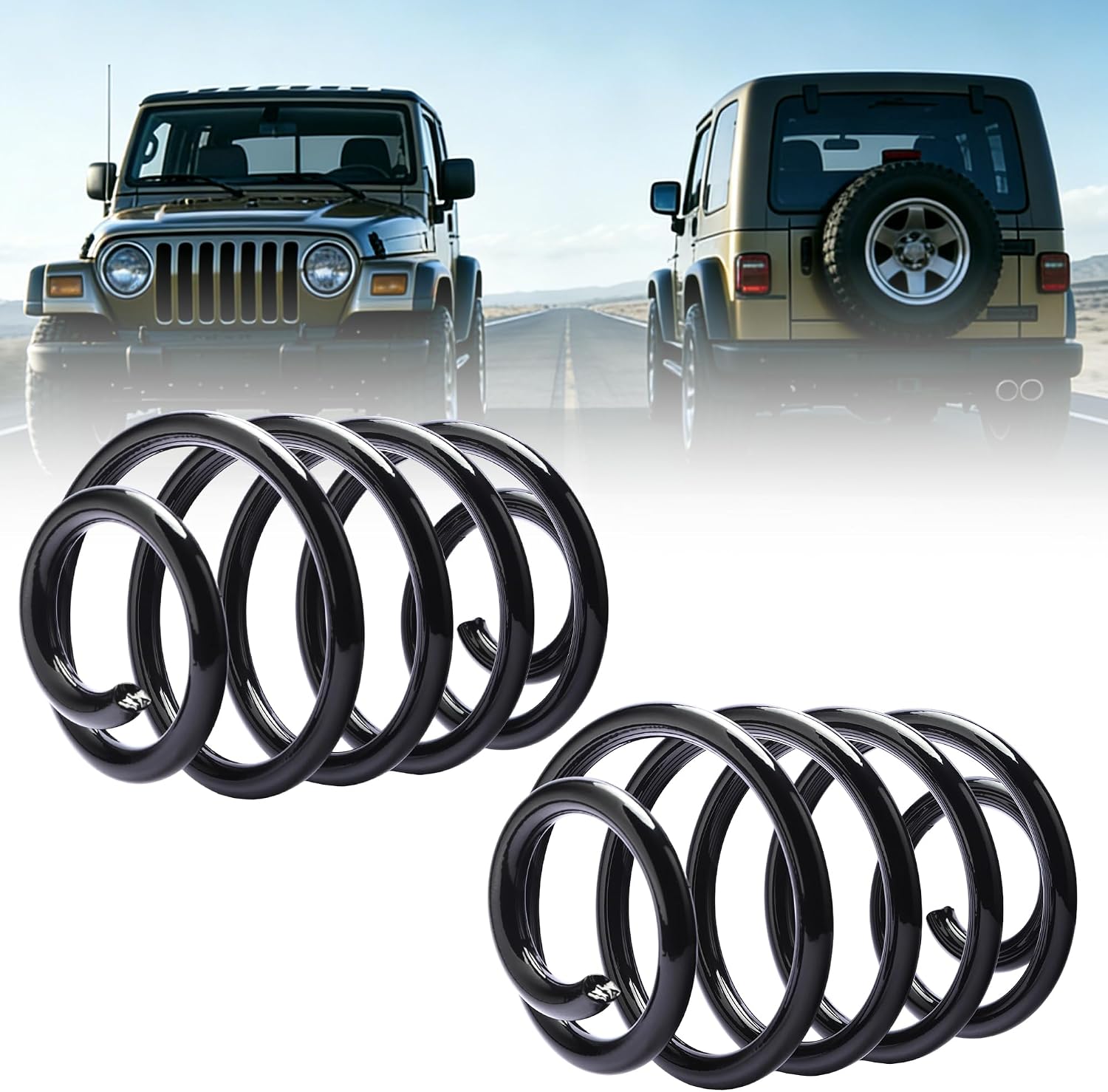 2Pcs Heavy Duty Rear Suspension Coil Spring Set Compatible with Jeep Wrangler 1997-2006, TJ 1997-2005, 2.4L 2.5L 4.0L, Replace# 3229(Black)