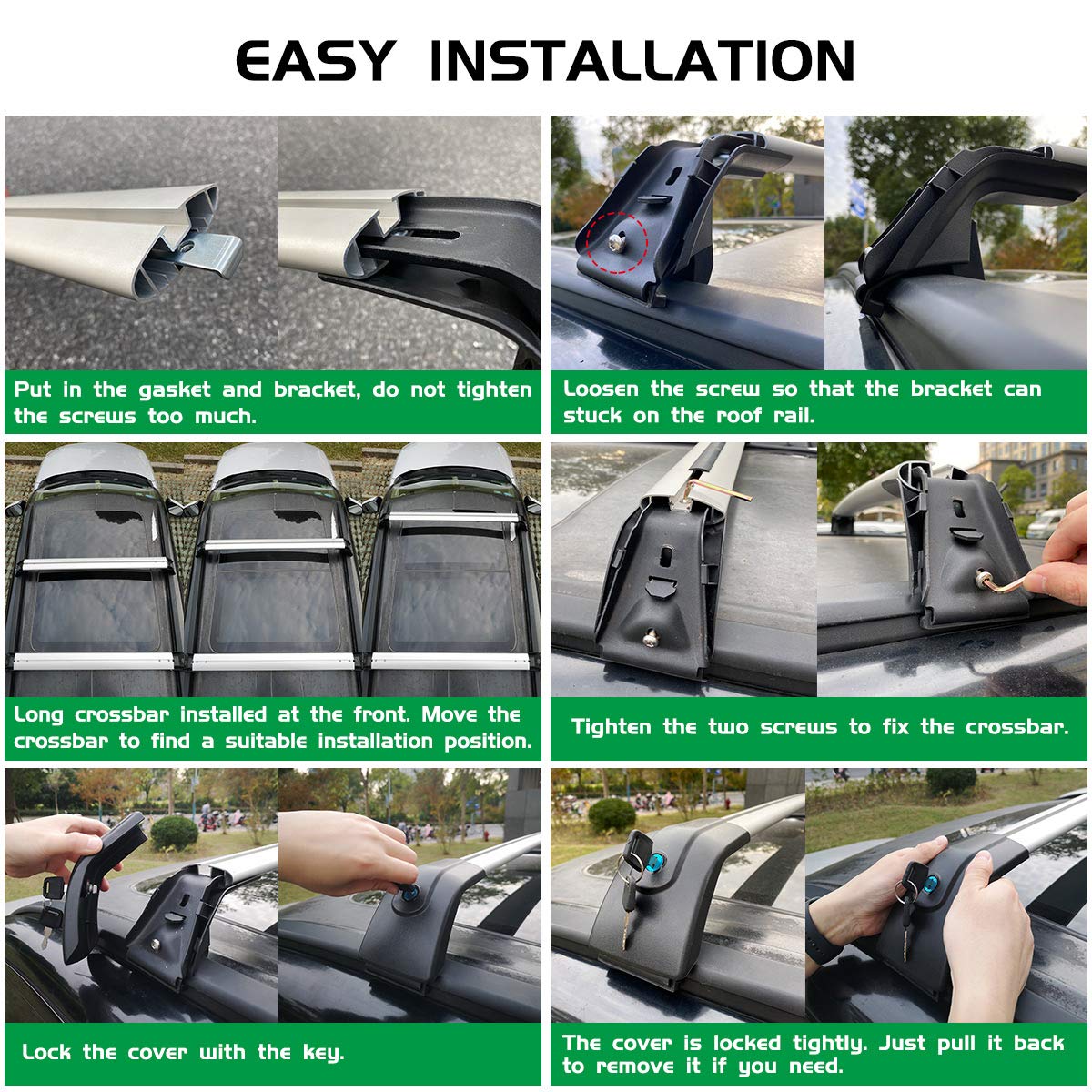 Tuntrol Lockable Roof Rack Cross Bars Fit For All New Vw Atlas 2018 2019 2020 2021 2022 Baggage