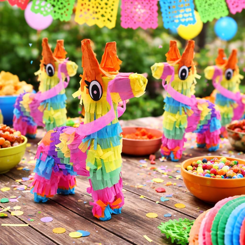 4E's Novelty 6 Pieces Mini Pinata 4x7" - Fiesta Party Decorations, Mexican Cinco de Mayo Party Supplies, Day of the Dead, Día de Los Muertos decorations, Table Centerpiece Decor