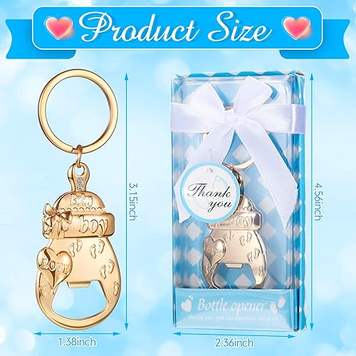 Miniatura 2 de Sieral 24 piezas de abrebotellas para baby shower, recuerdo de fiesta para invitados, llavero dorado, regalos, decoraciones, recuerdos para niñas,