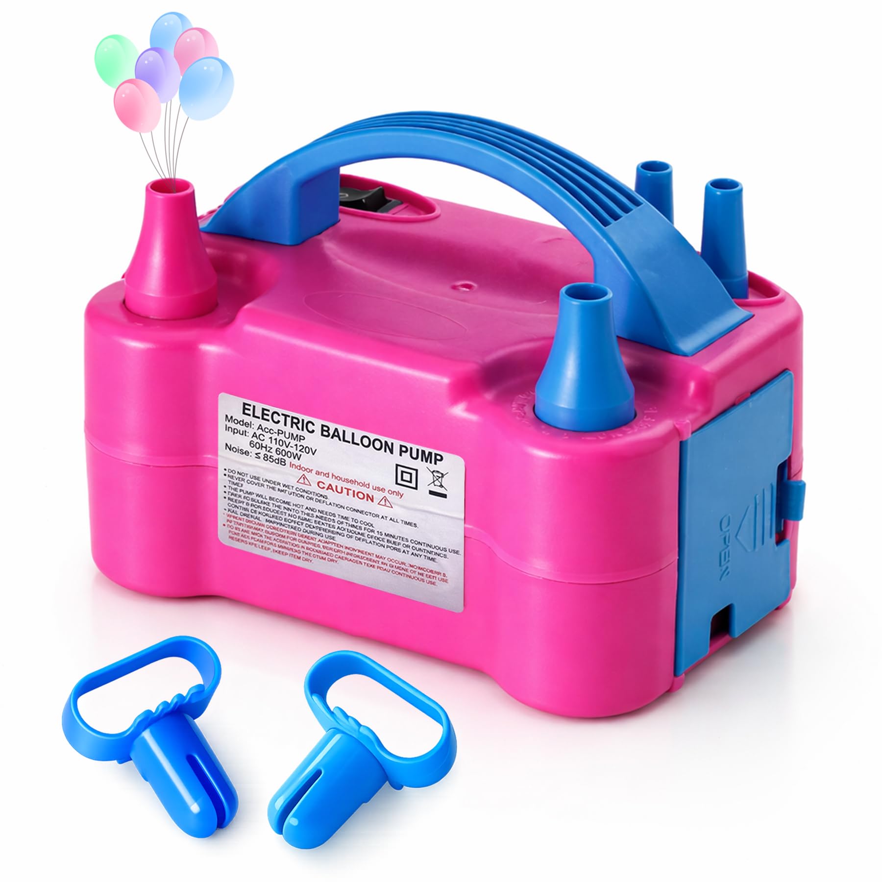 Balloon Pump Electric with Dual Nozzles & Tying Tool - Portable Inflator for Party Balloons, Gender Reveal, Baby Shower, Holidays