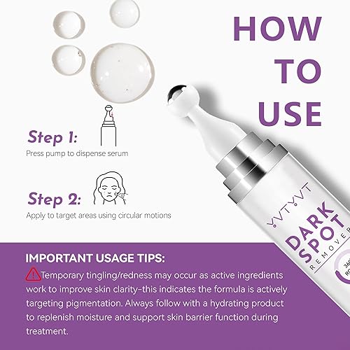 Miniatura 7 de Suero eliminador de manchas oscuras para cara, suero aclarador, melasma, manchas de edad y pecas con alfa-arbutina y glutatión, bola de masaje