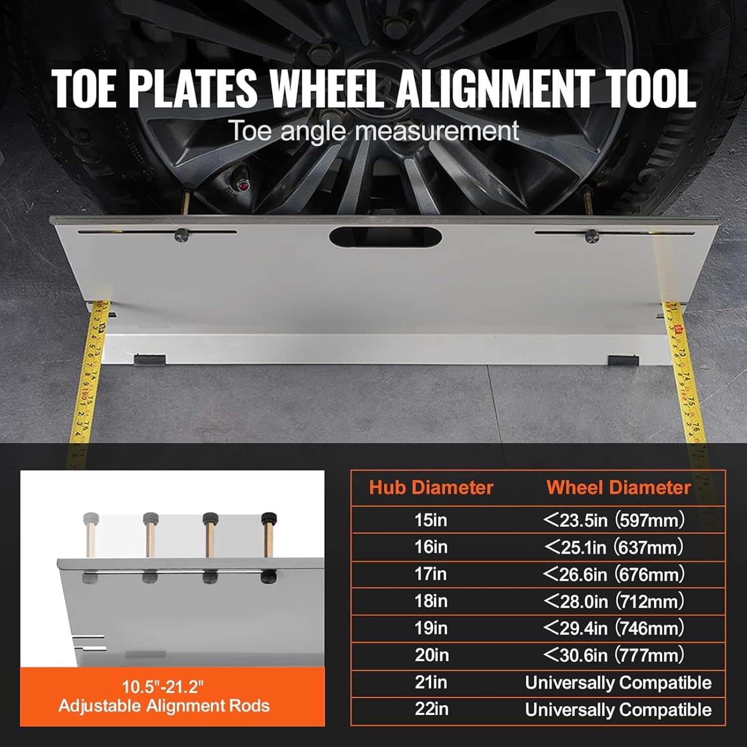 Toe Alignment Tool Plates Stainless Wheel Tool with Tape Measure Toe Plates for Car SUV Portable Repair Tools Universally Wheel Kit for Car Trucks SUVs