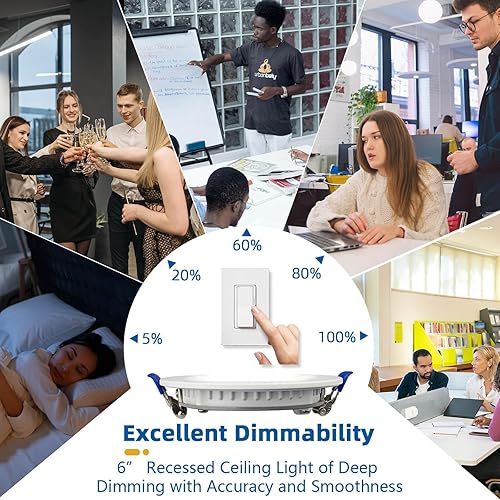 Miniatura 3 de Paquete de 4 luces LED empotrables de 6 pulgadas, 1800 lúmenes, 16 W  200 W, 3000 K ultrafinas con caja de conexiones, luces empotrables regulables