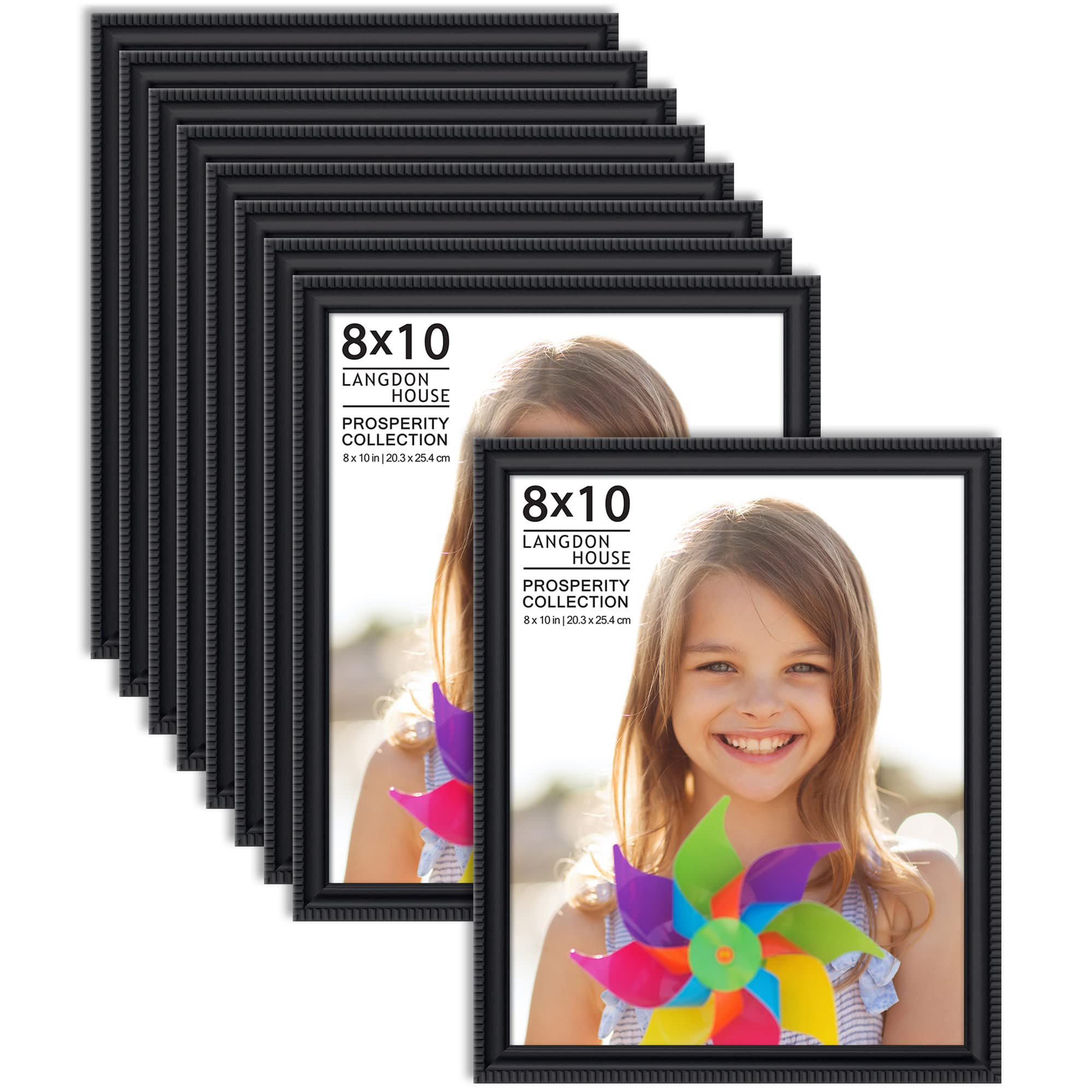 Langdon House 8x10 Picture Frames (Black, 12 Pack), Contemporary Frame Set, Wall Mount or Table Top, Prosperity Collection