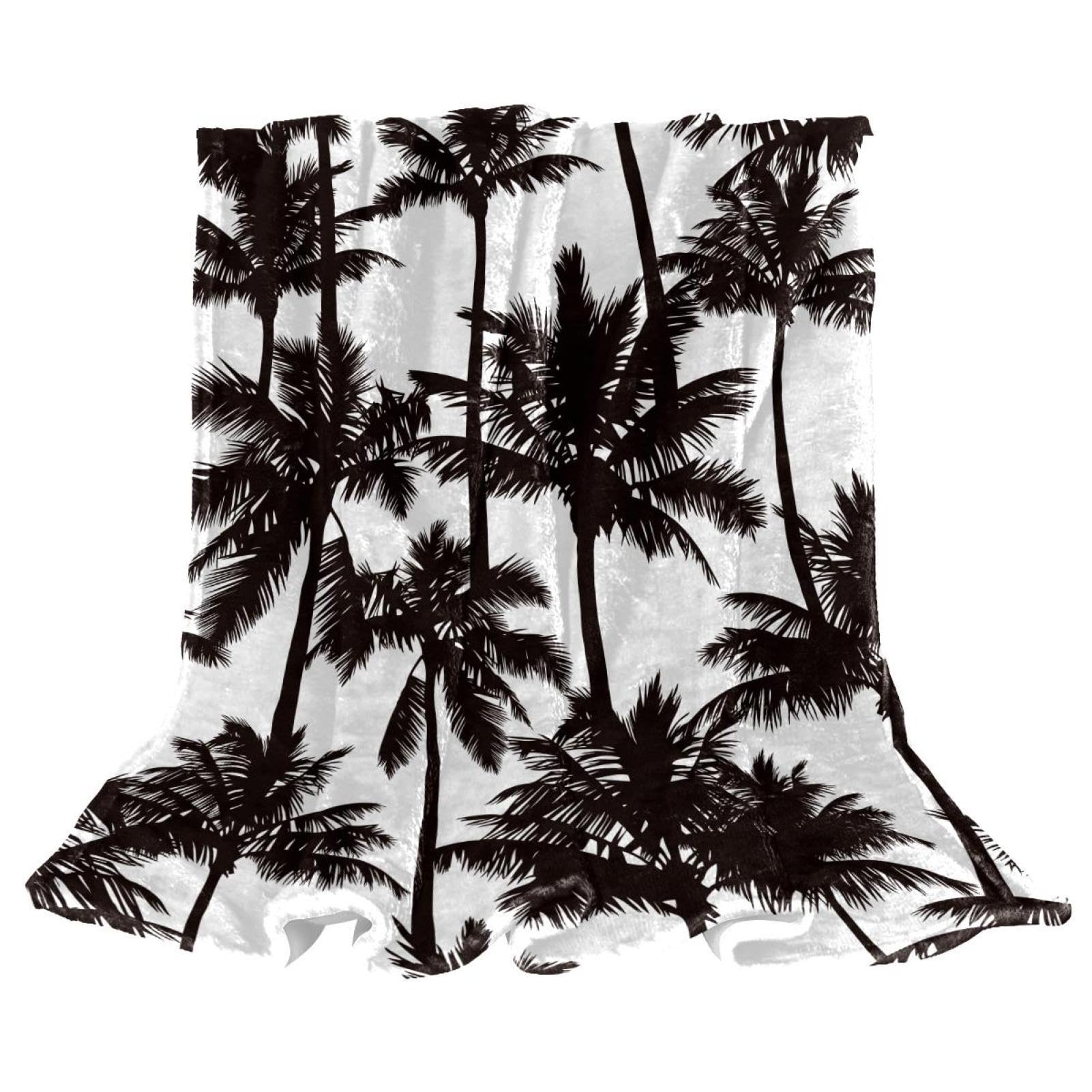 Couverture polaire cocotier noir 150x100cm pour canapé et lit