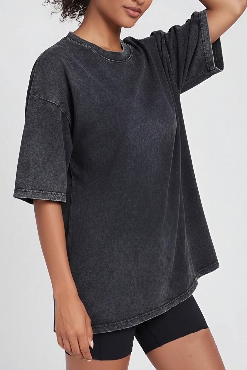 100% Cotton Washed Vintage Oversized T-Shirt for Women,Baggy Boyfriend Tee Workout Short Sleeve Tops - Image 3