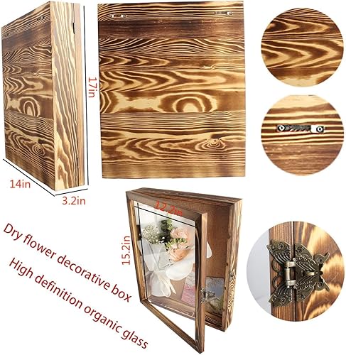 Miniatura 5 de Marco de caja de sombra de 14 x 17 pulgadas con estantes, vitrinas de sombra profunda con 4 estantes móviles, diario de trabajo de sombra y caja de