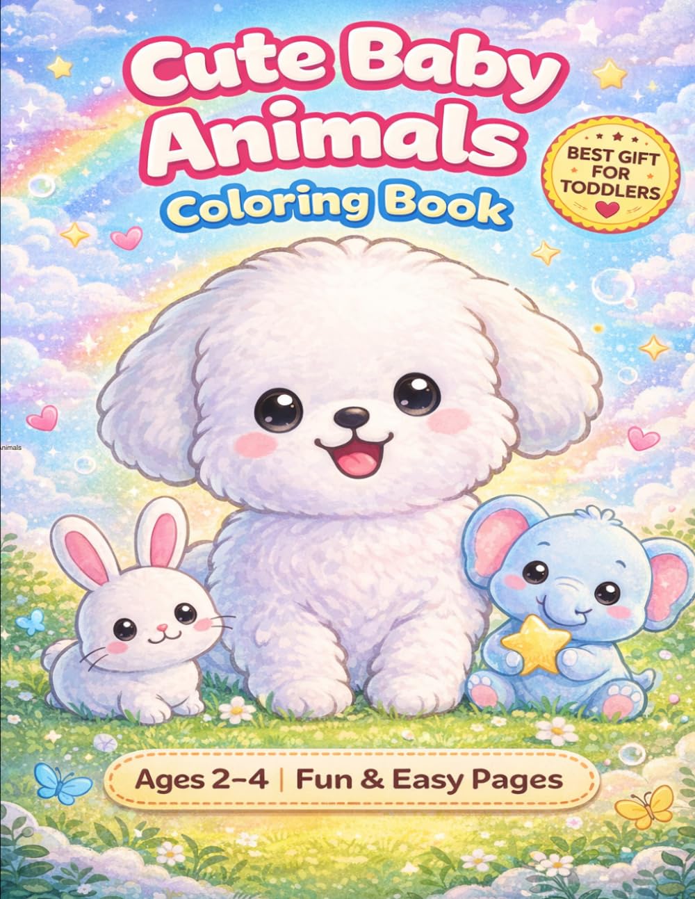 Cute Baby Animals Coloring Book: Fun and Easy Pages for Toddlers