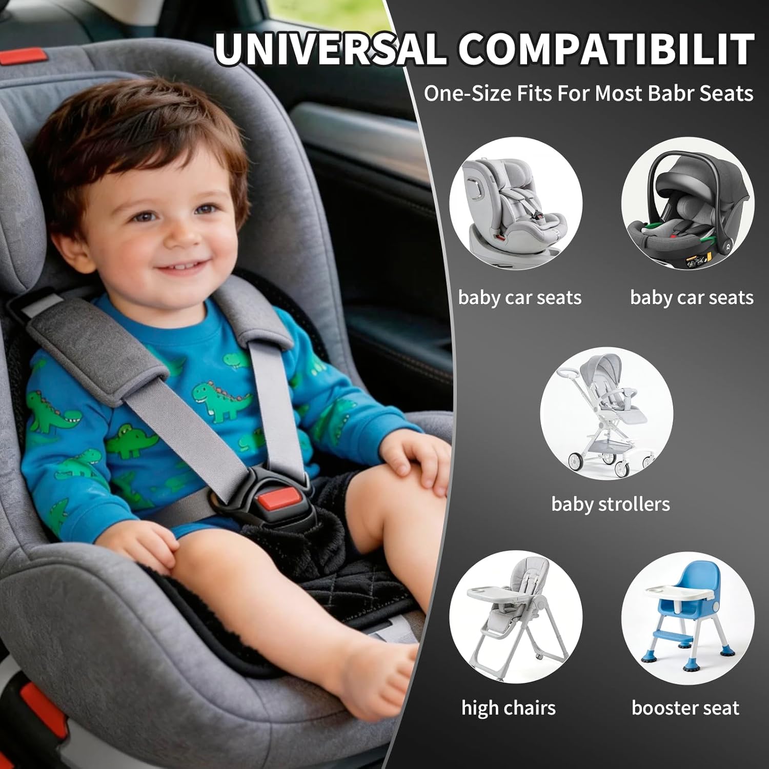 Wonderkin 2-Pack Potty Training Car Seat Protector, Waterproof Car Seat Liner, Non-Slip Leak-Proof Piddle Pads,Washable Cover Fits Car Seats Strollers Bouncers, Ages 6 Months to 4 Years (Black)
