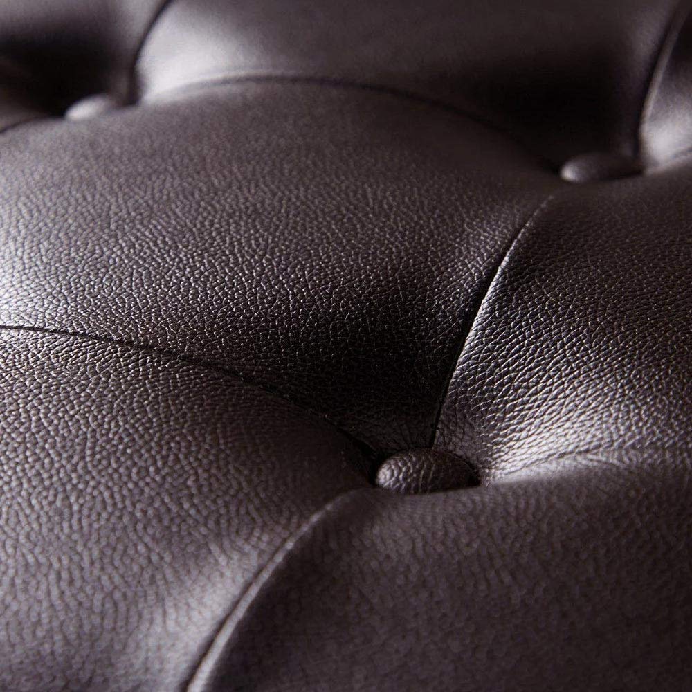 BAKAJI Cassapanca Pouf Contenitore Poggiapiedi per Camera da Letto Panca Sgabello con Struttura in Legno Rivestimento in Eco Pelle Seduta Apribile Imbottita Dimensioni: 110 x 40 x 40 cm (Marrone)