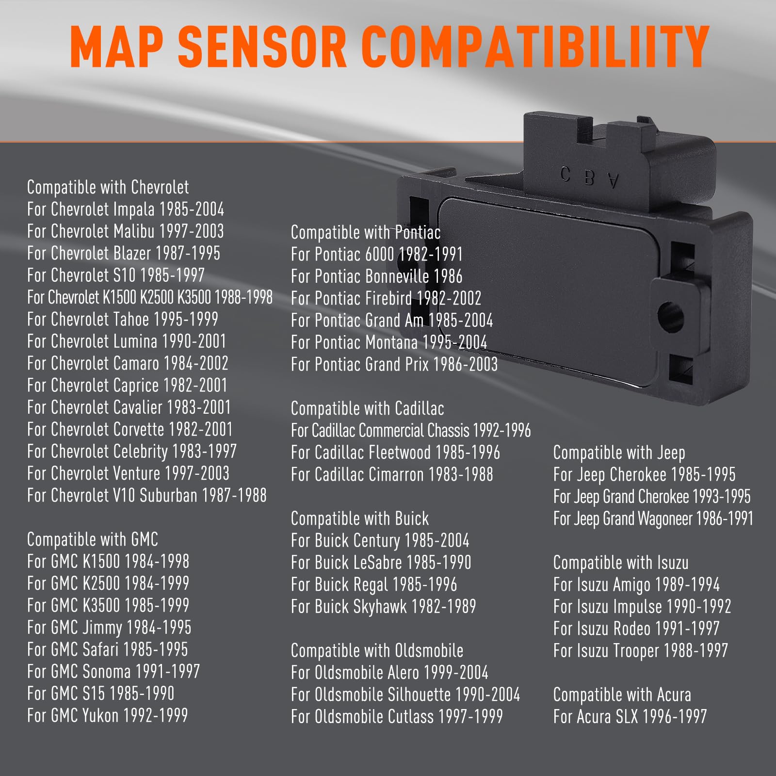 MAP Sensor For Buick, Chevy, GMC – OEM# 12569240, 1-Year Warranty, New 3 thumbnail image