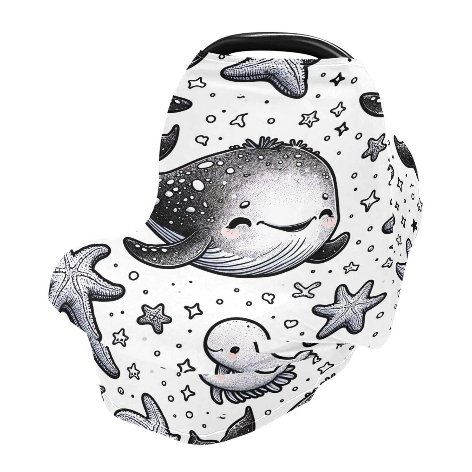 Nesatuwa Baby Car Seat Cover Starfish Breastfeeding Covers Stretchy Breathable Multi-Use Cover Carseat Canopy for Girls and Boys