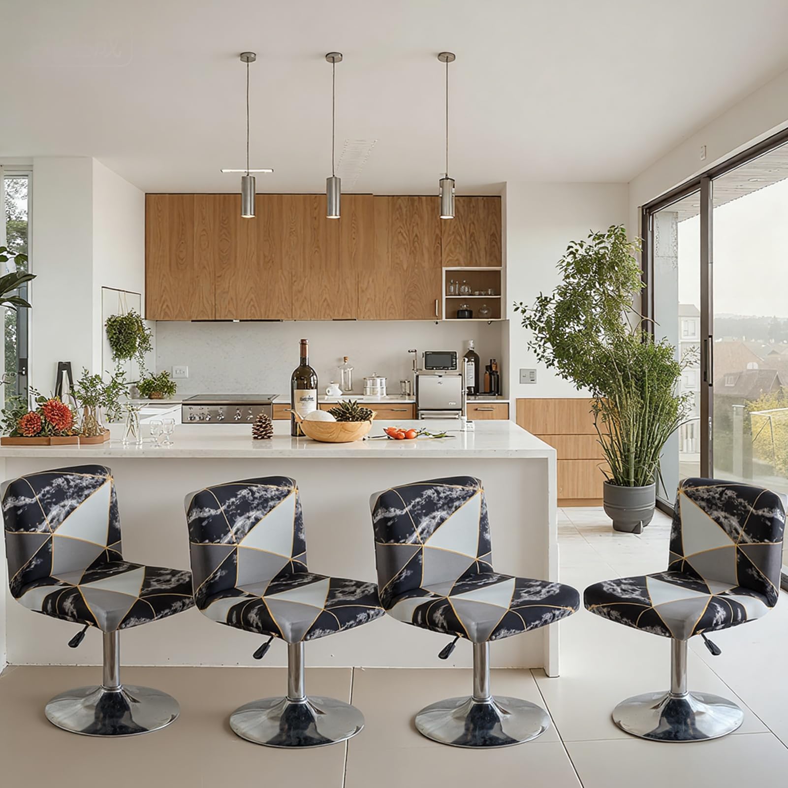 Lot de 4 housses en velours pour tabourets de bar, tabourets de bar, chaises pour la maison, la cuisine, la salle à manger, le comptoir de pub