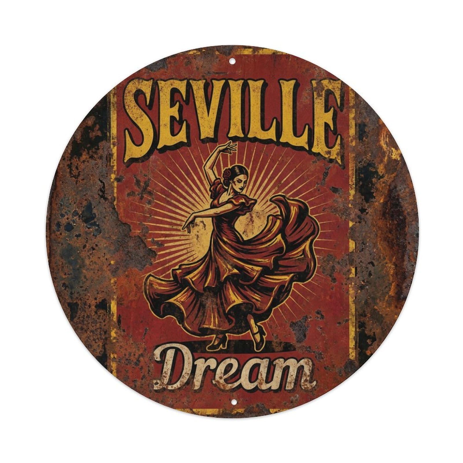 Metal Tin Sign Spain Seville Vintage Travel