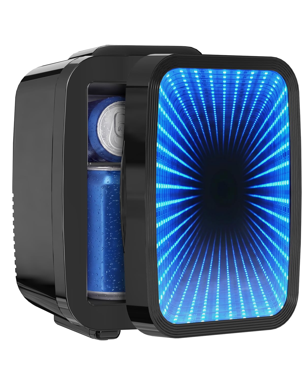 FANSEXPERT Mini Fridge, 4 Liter/6 Cans, Dimmable LED Light, Black