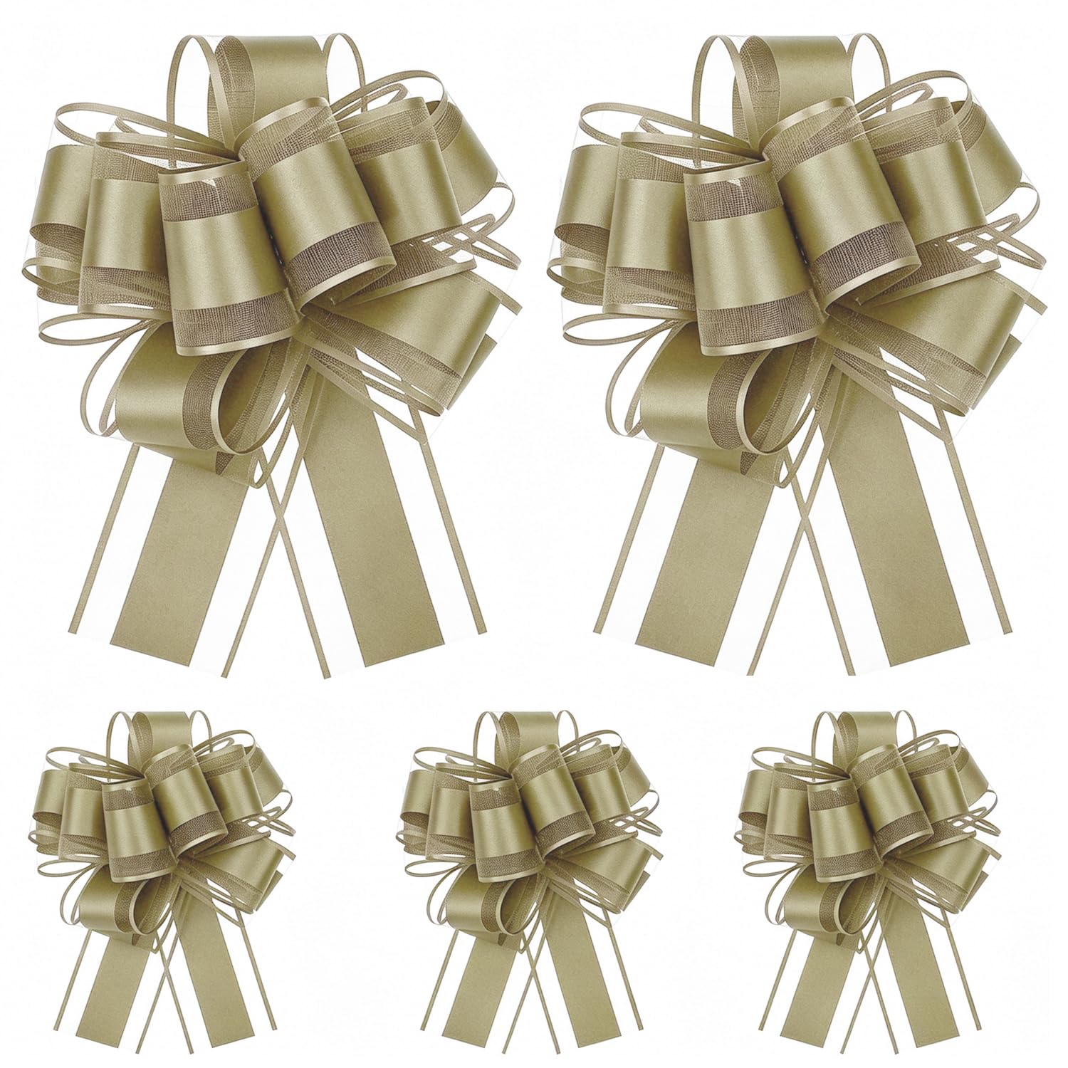 YAWYO 5 Pcs Dark Green Bows for Gift Wrapping, 6 Inch Large Pull Bows for Wedding Birthday Party Flower Gift Baskets Boxes Decoration Christmas Valentine's Day