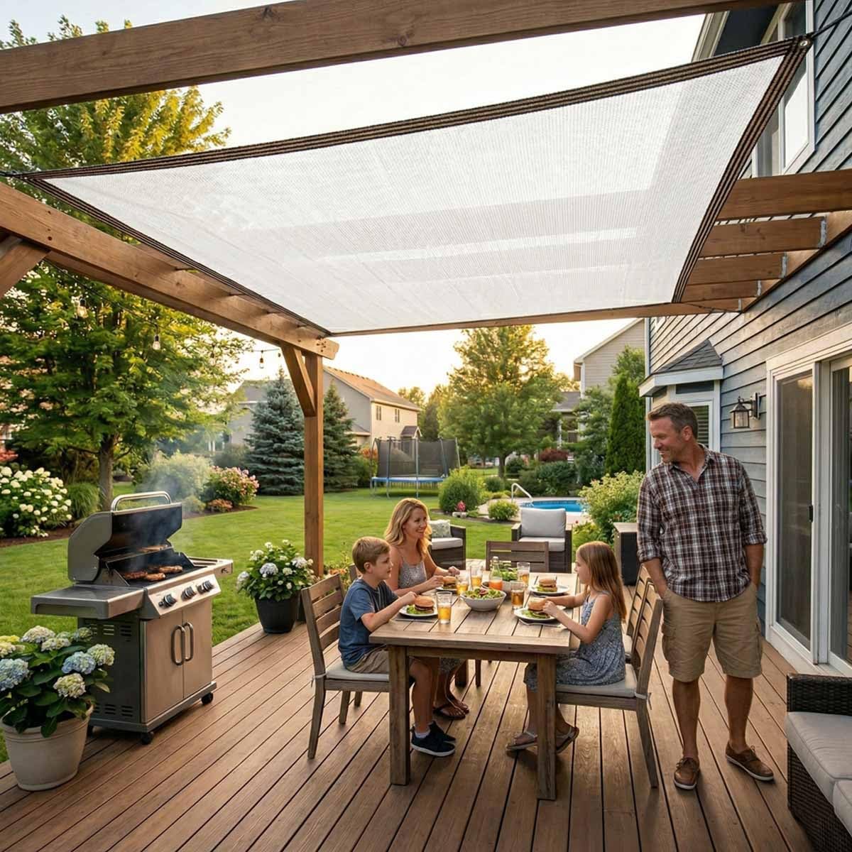 Telo ombreggiante al 55% per serre e patio, in rete traspirante, con occhielli, per pergola, baldacchino, pollaio, cuccia per cani, resistente ai raggi UV (8 x 15 m)
