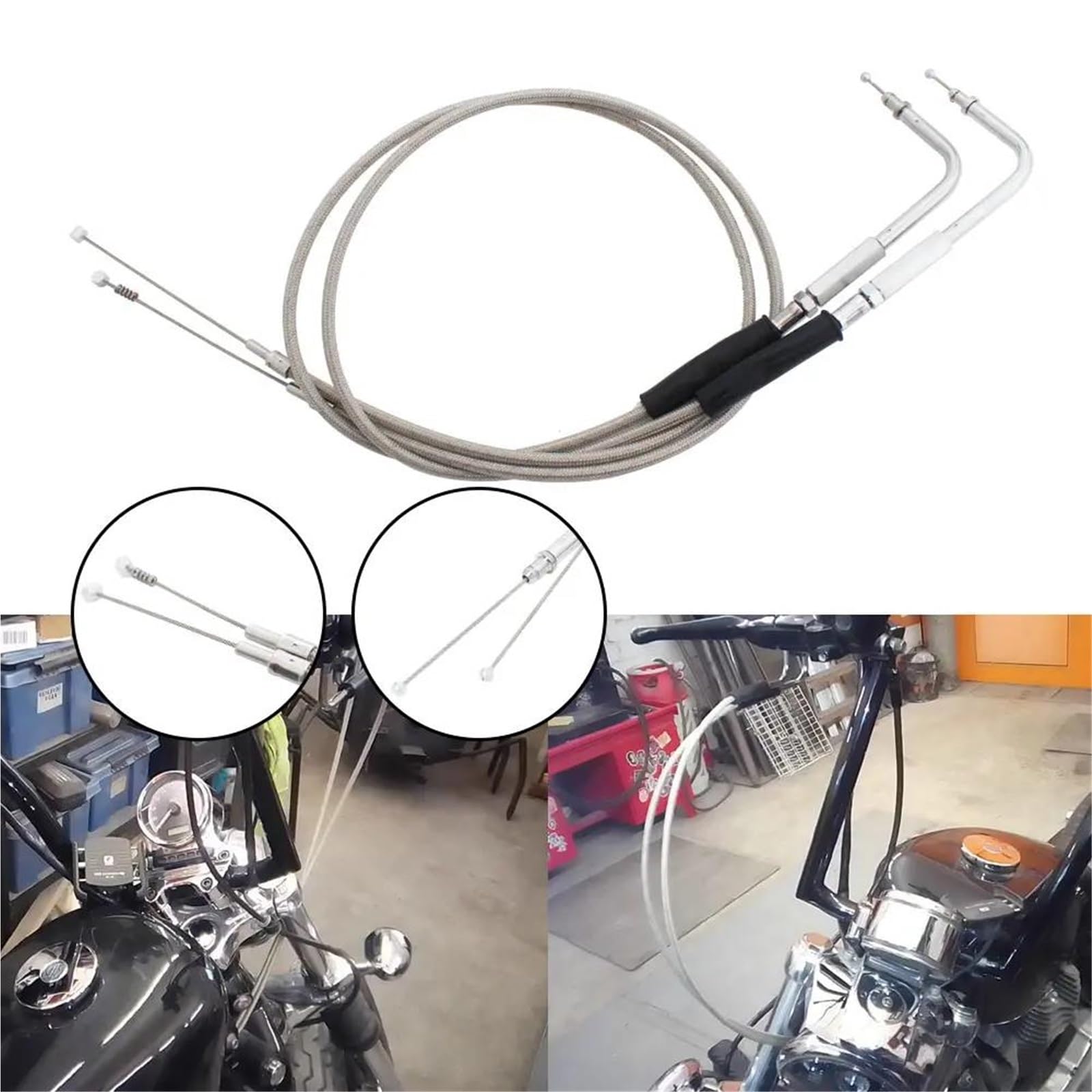 Cables De Acelerador 90-130 Cm para Motocicletas, Piezas Control Manual Acero Wolfram para Harley Sportster XL883 XL1200 2002 2003-2014