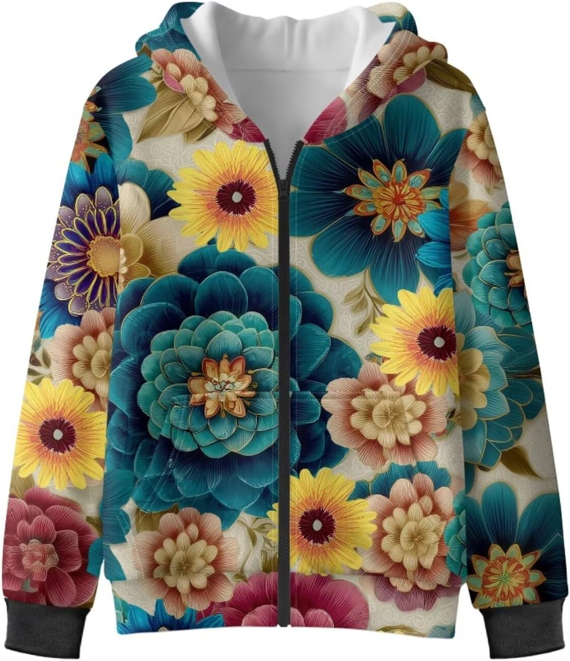 Child's Full Zipper Sweatshirt, Girl's Fleece Hoodies with Long Sleeve, Hooded Sweatshirt Fall Winter Clothes