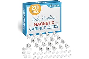 Vmaisi 20-Pack Magnetic Cupboard Lock for Child Safety in Kitchen, Bathroom or Laundry Room