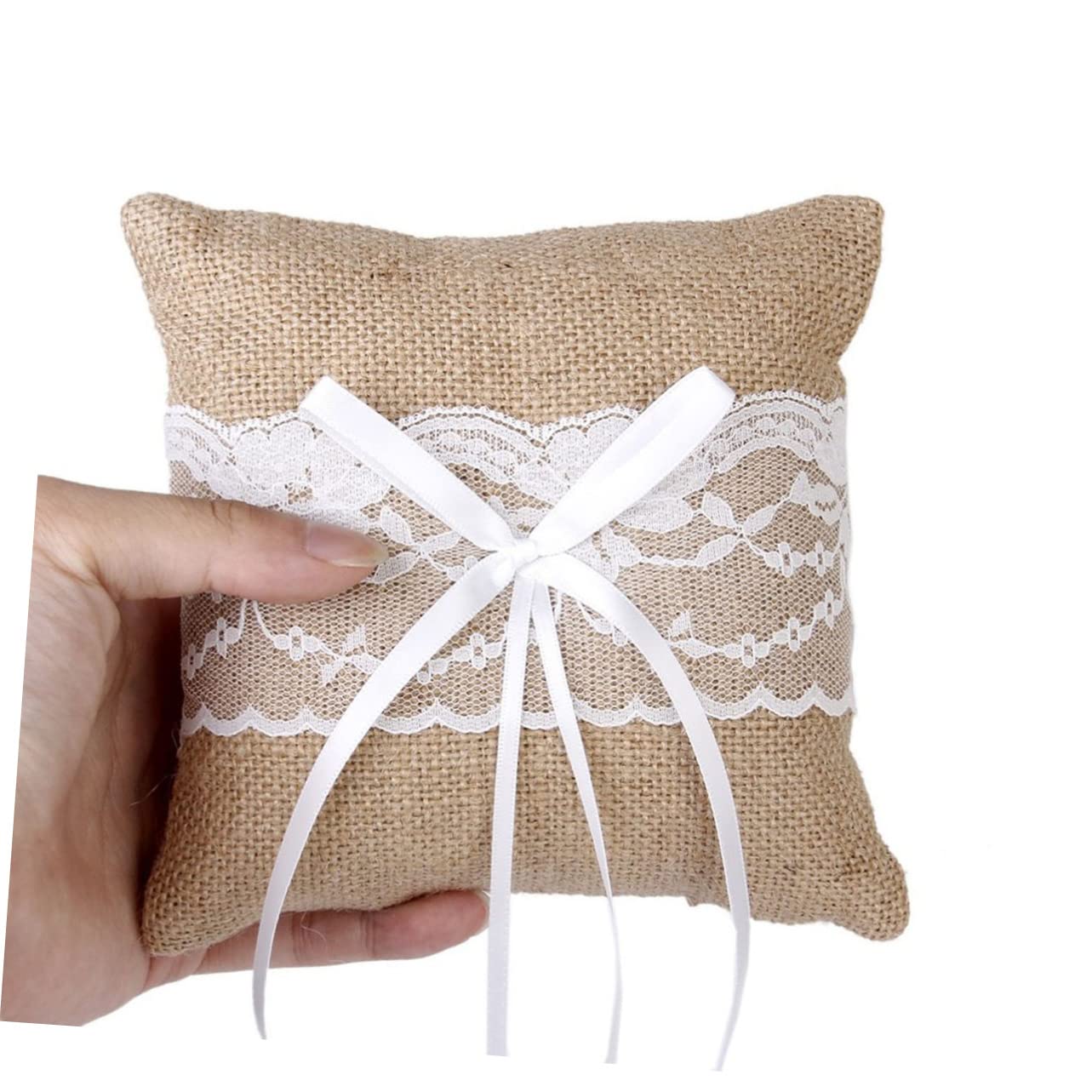 Ciieeo Set Di 2 Cuscini Portafiori in Iuta E Pizzo Da 6 Per Decorazioni Rustiche Da Matrimonio in Stile Country.