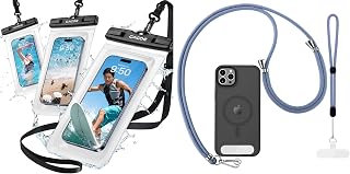 [CACOE] 3個セット・大容量 スマホ防水ケースとスマホストラップ 首掛け 手首 セット