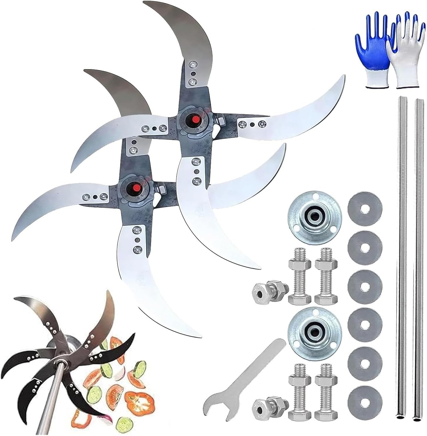 Efficient Household Farming Grass Shredder Knife Blades - Sharp 12-Mounting Hole Blades for Enhanced Chopping Performance (2 Sets)